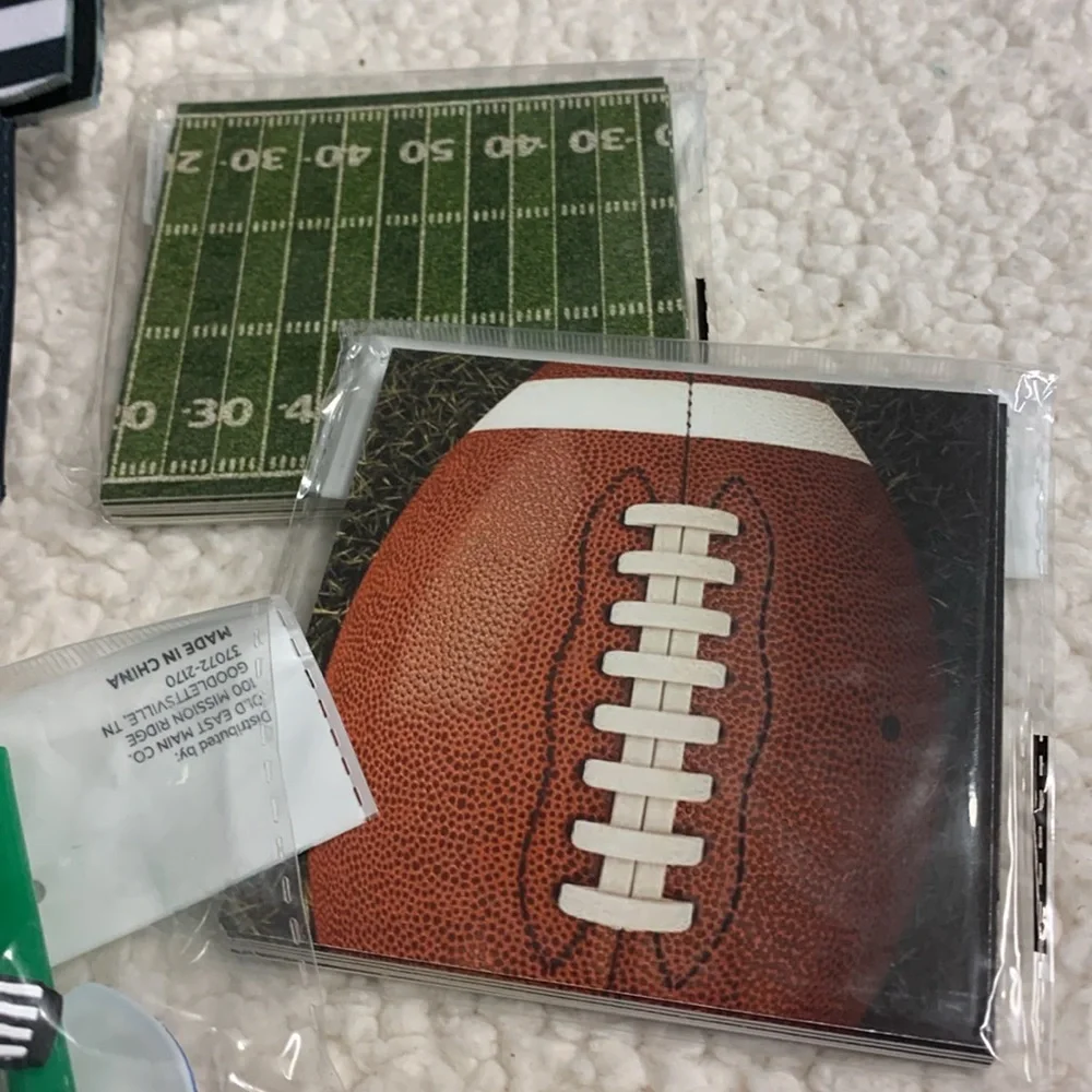 Football Party 20 Pc Set NEW Football ice Trays Coasters Straws Cups Tray & more